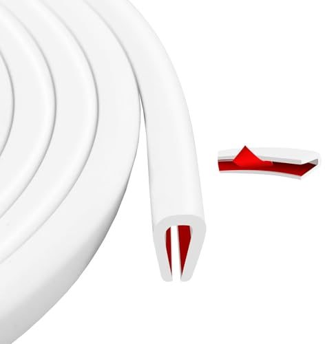 Rubber Edging Trim Self Adhesive U Shaped Rubber Sealing Strip White Car Door Edge Protector Strip for Door Trim, Windows, Metal Panels, Glass Panels (6m, 2mm)