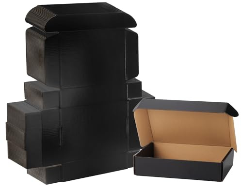 HORLIMER 25 Pack Black Shipping Boxes 229x153x51mm (9x6x2 inch),Corrugated Cardboard boxes for Postal Mailing, Business Use, and Gift Packaging