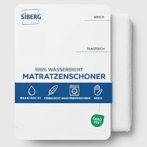 Siberg Wasserdichter Matratzenschoner 180 x 200 cm - Atmungsaktive Inkontinenzunterlage & waschbare Matratzenauflage aus Baumwolle - Matratzenschutz, Mattress Topper