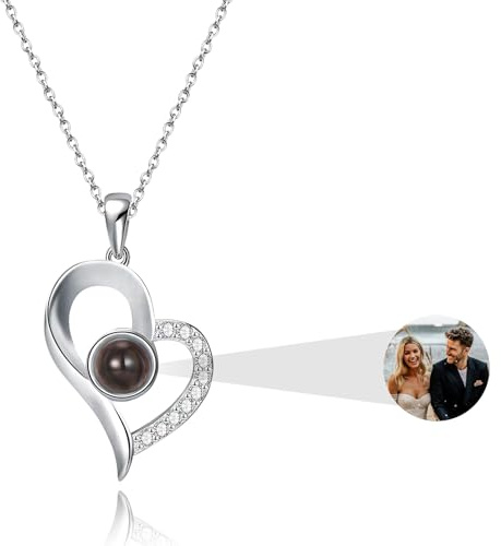 AAQ Personalised Photo Necklace - Custom Projection Necklace with Picture Inside, Personalised Gifts for Women Mum Girlfriend