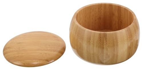 Levemolo Chess Pieces Holder Solid Wood Large Wood Bowl Storage Box with Lid Go Game Pieces Jar for Students and Board Game Storage