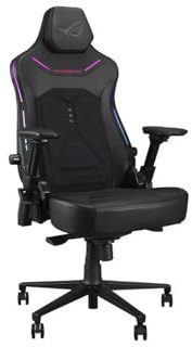 ASUS - ROG Courser Noire – Chaise Gaming Premium avec RGB Aura – Dossier inclinable 155° – Accoudoirs 4D – Soutien Lombaire réglable – Appui-tête magnétique – Jusqu'à 136 kg