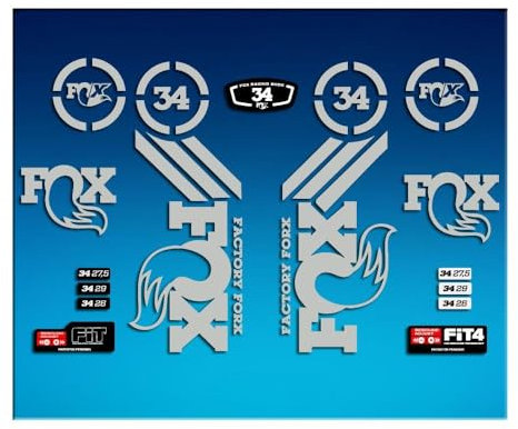 IDIQIB Ecoshirt 3H-HIKI-BPMK Aufkleber Sticker Fork Fox 34 Am64 Aufkleber Decals Autocollants Adesivi Forcela Gabel Fourne, Silber
