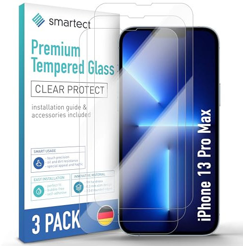 smartect Vetro Temperato [3 Pezzi, Clear] compatibile con iPhone 13 Pro Max/iPhone 14 Plus, Pellicola Protettiva HD Anti Graffio, Senza Bolle, Durezza 9H, 0.3mm Ultra Trasparente, Ultra Resistente