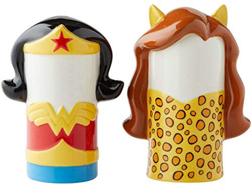 Enesco DC Comics Wonder Woman vs. Cheetah - Saliera e pepe, 8,9 cm, multicolore