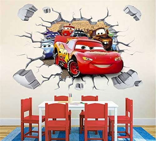 3D Lightning McQueen Autos Ebenen XXL Wandaufkleber Kindergarten Kinder Schlafzimmer Entfernbarer Wandaufkleber Wandgemälde Abziehbild Dekor Baby Dekoration