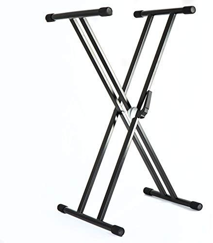 Höhenverstellbarer Keyboardständer, stabiler Doppel-X-Ständer, schwarz, bis 40 kg belastbar, leicht transportierbar, 170-970 mm höhenverstellbar, ideal für Auftritte, 40 cm Auflagentiefe