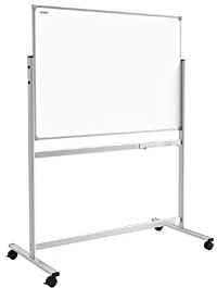 ALLboards Whiteboard Beidseitig Mobil 120x120cm Magnettafel, Fahrbar, Magnetisch, Trocken Abwischbar
