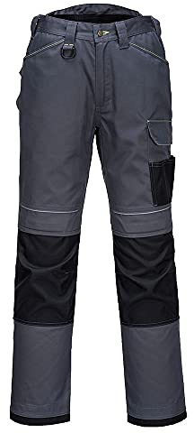 Portwest PW3 Work Trouser, Size: 3One Size, Colour: Zoom Grey/Black Short, T601ZBS30