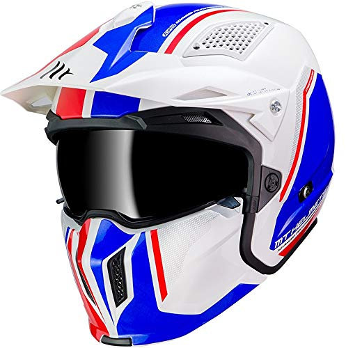 -MT- Casco CONVERTIBLE STREETFIGHTER TWIN B7 Blanco Azul (S 55-56)