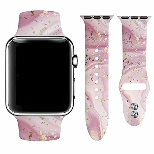 Vozehui Armband Kompatibel mit Apple Watch Armband 42mm 44mm 45mm für Damen Herren, Ersatz Sportband aus Weichem Silikon mit Marmormuster Kompatibel mit iWatch Serie SE 8 7 6 5 4 3 2 1