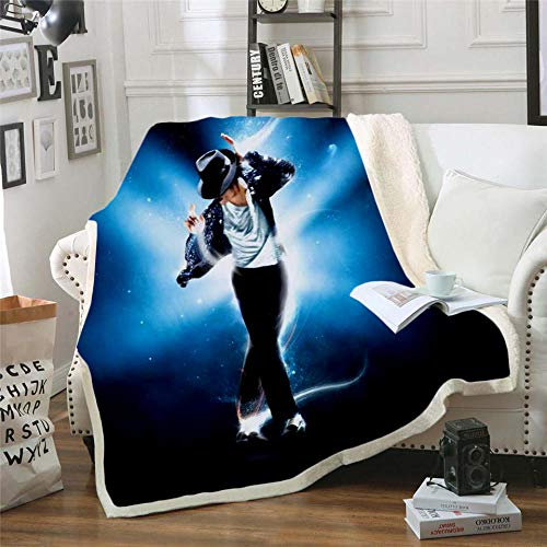 LNXSESN Kuscheldecke Michael Jackson Decke Flanell Lammwolle Fleecedecke Doppelseitiges Design Kuscheldecke Flauschig Decken Weich Sofadecke Pflegeleicht Blanket Wohndecke 150x180cm