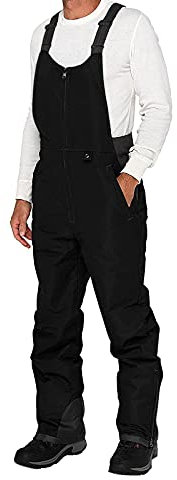 Pantalon de ski pour homme - Imperméable - Coupe-vent - Avec bretelles réglables - Jupe pare-neige - Pantalon fonctionnel ultra léger, a-noir, XL