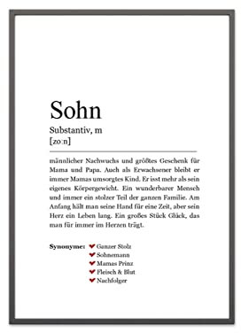 Ritter Mediendesign Sohn Wörterbuch Bild Wandbild Kunstdruck Poster Din A4 Dekoration Geschenkidee Küche Wohnzimmer, Schwarz-weiss, 210 x 295 mm