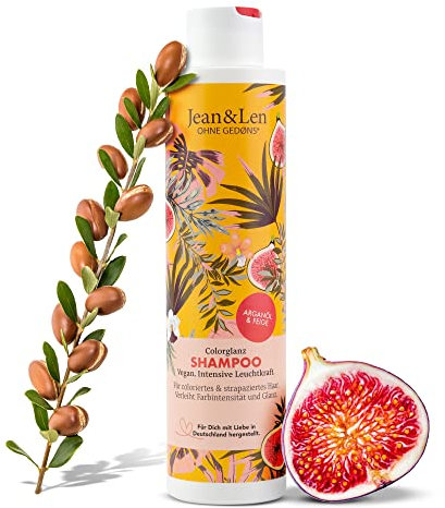 Jean & Len Shampoo Colorglanz Arganöl & Feige, für coloriertes & strapaziertes Haar, verleiht Farbintensität und Glanz, ohne Parabene und Silikone, vegan, 300 ml