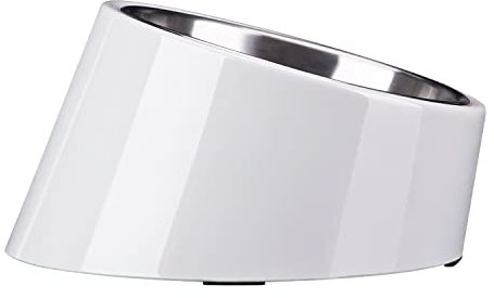 SuperDesign Mess Free 15° Slanted Bowl for Dogs and Cats, Tilted Angle Bulldog Bowl Dog Feeder, Non-skid & Non-spill, Easier to Reach Food S/0.5 Cup Gray