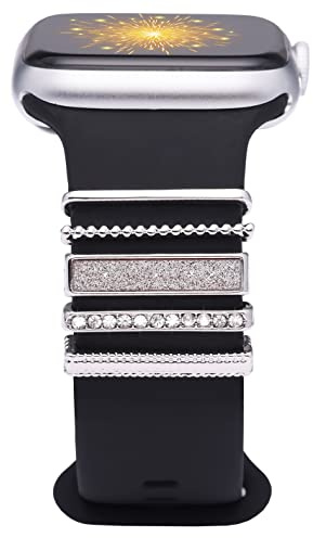 Orehymbe Decorative Ring Loops Compatible with Apple Watch Bands Charms 38mm 40mm 41mm 42mm 44mm 45mm, Metal Watchband Accessories for iWatch Series 7 6 5 4 3 2 1(No Band)