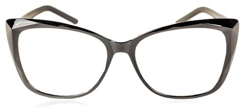 iB-iP Damen Leopard Schwarz Cateye Optikbrille Klare Gläser, Größe: Einheitsgröße, Schwarz