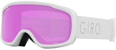 Giro Moxie Asian Fit Skibrille – Snowboardbrille für Damen & Jugendliche, weißer Kern, leichter Riemen mit bernsteinfarbenen pinken/gelben Gläsern