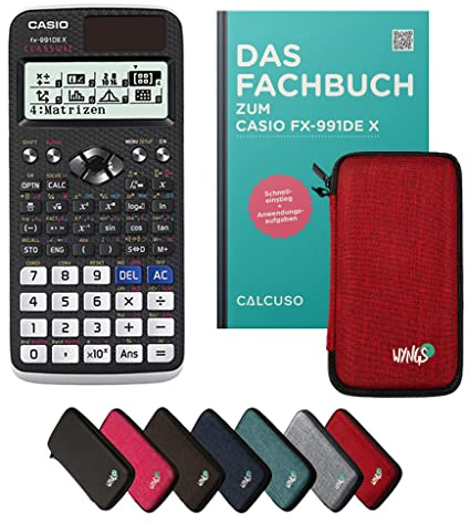Casio fx-991DE X inkl. Schutztasche Rot & Fachbuch (128 Seiten, DIN A5) – Wissenschaftlicher Rechner – Smart Set