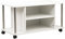 Bakaji Carrello Porta Tv Bianco con 4 ruote Mobile orizzontale basso per Televisore Legno MDF Carrello Tavolino Moderno di Design Arredamento con Ripiani Mensole Portaoggetti Funzionale