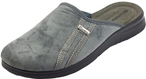 Inblu Pantofole da Uomo con Applicazione, Grigio, 42 EU