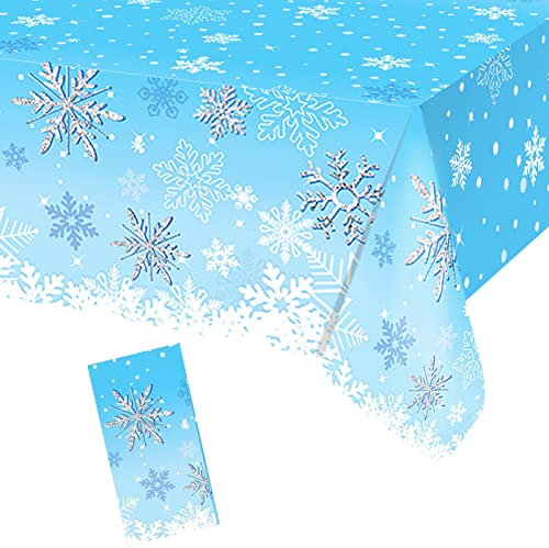 Weihnachtstischdecke Schneeflocke,130x220cm Tischdecke Weihnachten Rechteckige Weihnachten Tischhussen Tischläufe Einweg Tischdecke aus Kunststoff,wasserdichte Ölbeständig Tischdecken