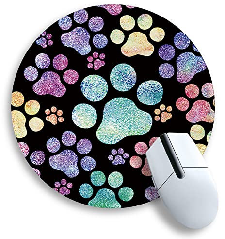 Cat Paw Round Mouse Pads for Desk, Funny Small Mousepad for Laptop Gaming, Stitched Edge Non-Slip Rubber Base, Cute Home Office Decor Desk Accessories Office Supplies Gift for Women Teen Girls