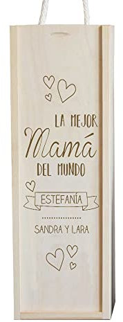 CALLE DEL REGALO Caja de madera para una botella personalizada para mamás
