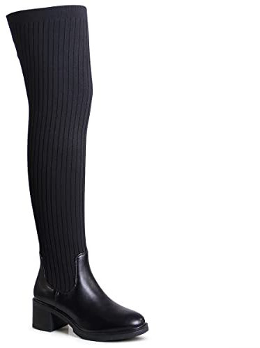 topschuhe24 Donna Stivali Overknee, Colore:Nero, Numero di Scarpe:36 EU