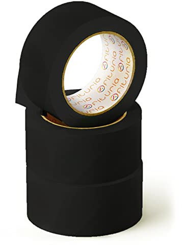 OFITURIA Klebeband, Farbe Schwarz, Klebeband zum Verpacken und Organisieren Ihrer Kartons und Sendungen, Siegel in verschiedenen leuchtenden Farben 66 m x 48 mm (3 Einheit - Schwarz)