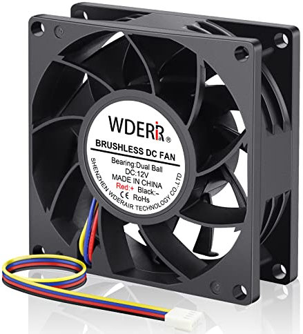 WDERAIR 80mm x 25mm PC Computer Case Fan 12V 4Pin PWM FG High CFM Performance Cooling Fan for DIY Gaming CPU GPU Mining Rig Ventilation Exhaust