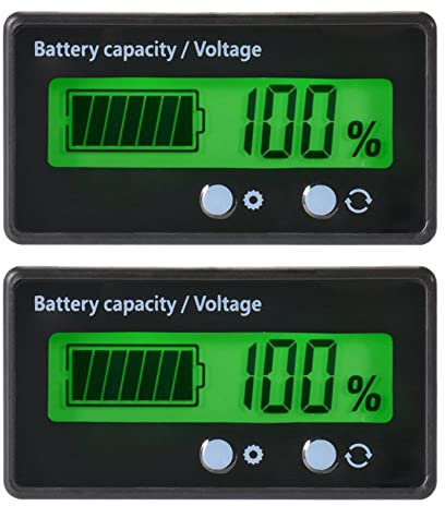 Jepsen 2X LCD Jauge de Compteur de Capacité de Batterie, Indicateur D'ÉTat de la Batterie Au Plomb ÉTanche 12V/ 24V / 36V / 48V