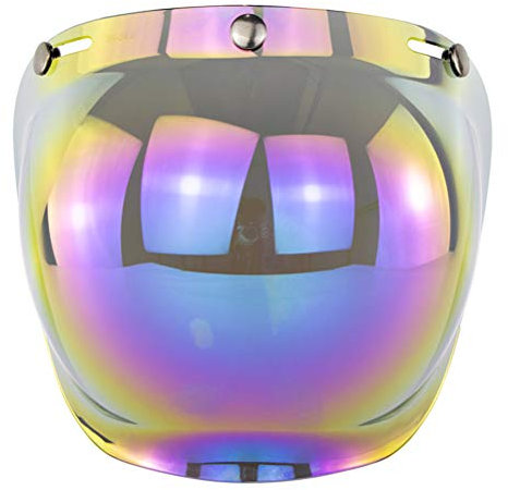 Keenso Helm Blasen-Schutzschild, Jethelm Visier Motorradhelm Bubble Visier Bubble Shield Motorradhelme Zubehör (Regenbogen)