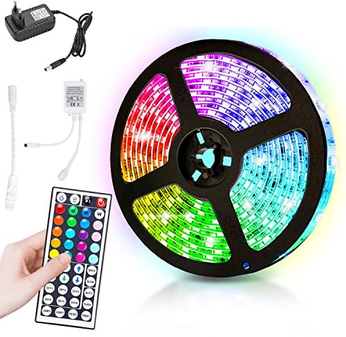 Yakimz 3M LED Streifen, RGB LED Strip, 20 Farbwechsel, Netzteil & Fernbedienung, LED Leiste, Lichtband selbstklebend, für Halloween Christmas Party Geschenk Küche