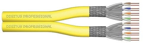 DIGITUS 100 m Cat 7A Netzwerkkabel - S-FTP (PiMF) Duplex - BauPVO Dca - LSZH Halogenfrei - 1500 MHz Kupfer AWG 22/1 - PoE+ Kompatibel - LAN Kabel Verlegekabel Ethernet Kabel - Gelb