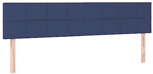 vidaXL Kopfteil 2 STK., Bettkopfteil mit Holzbeinen, Höhenverstellbar Polsterkopfteil für Bett, Betthaupt Bettzubehör Schlafzimmer, Blau 90x5x78/88cm Stoff