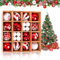 Weihnachtskugel-Dekorationen, 6 cm, bruchsicher, hängende Weihnachtskugeln, glitzernde Weihnachtskugeln, Ornamente, festliche Hängekugeln für Weihnachtsbäume, Kränze und Weihnachtsfeiern (Rot-Weiß),