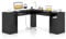CASART L-shaped Computer Desk with Power Outlets, 168cm Large Office Corner Desk with drawers, Keyboard Tray & Cabinet, Home Office Computer Workstation PC Table for Bedroom Study (Black)