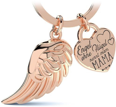LANOLU Schlüsselanhänger Mama, Anhänger beste Mama Schlüsselanhänger, Geschenk für Mutter zum Muttertag, Geburtstagsgeschenk für Mütter, Engel ohne Flügel nennt man Mama
