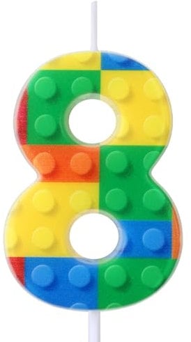 Rossesay Building Block Number 0-9 Birthday Cake Candle Numeral Birthday Sparkler Candles for Building Block Cake Topper for Party Decorations Supplies(Number 8)