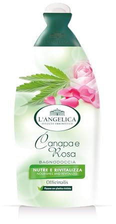 L'Angelica Officinalis, Bagnodoccia Canapa e Rosa, Nutre e Rivitalizza, Pelle Rigenerata e Morbida, Senza Parabeni, Siliconi e OGM, 12x500ml