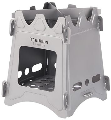 Poêle à bois en titane, réchaud de camping, réchaud portable en titane pliable pour camping, pique-nique, barbecue
