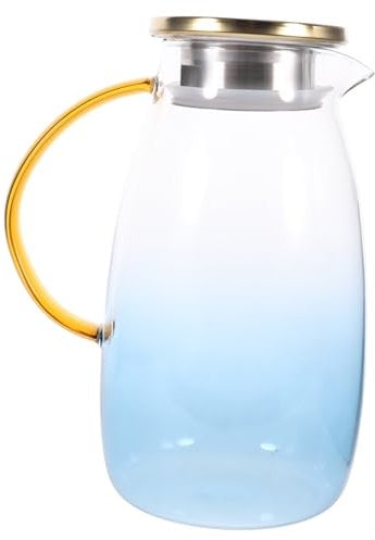 Zerodeko 1 Pc hervidor de agua degradado azul jarra de agua fria caliente recipiente transparente con tapa tetera pava jarras de agua de vidrio jarra de agua de vidrio nórdico