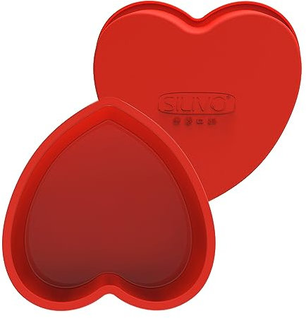 SILIVO Silicone Heart Shaped Cake Tin, Love Heart Cake Tin 9 inch Set of 2, Heart Cake Mould 22.9 cm Diameter, Nonstick Heart Baking Tins, HEART-10IN