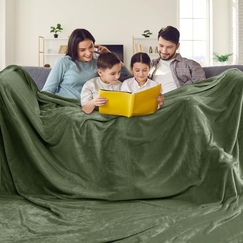 PHF Übergroße Fleecedecke für King-Size-Bett, 304,8 x 304,8 cm, kein Ausfallen, kein Pilling, große weiche Decke, extra groß, 3 x 3 m, leicht für Bett, Sofa, Reisen und Camping, geeignet für alle