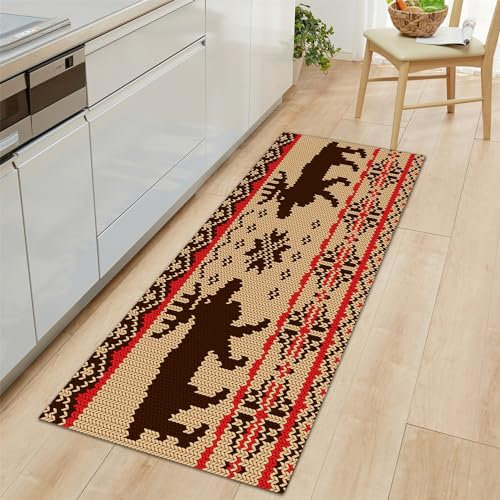 Teppich Läufer Flur rutschfest Teppich Läufer 40x120cm, Böhmischer Elch Teppich Waschbar Braun Teppichläufer Flur Läufer Teppich für Flur, Küche, Schlafzimmer