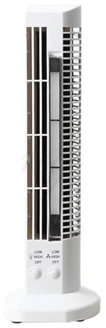 bephible Low-noise Tower Fan Strong Breeze Mini Usb Powered Compact Desk for Wide Area Cooling Quiet Operation Adjustable Air Volume 2-in-1 Led Illumination White