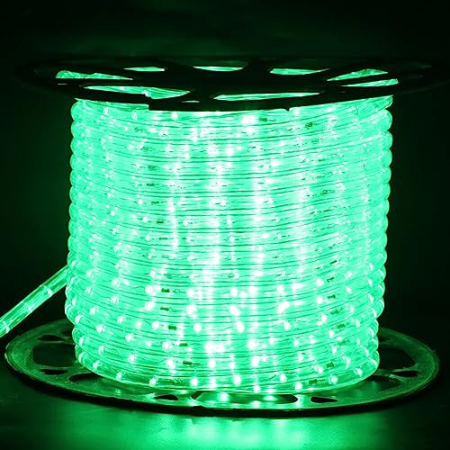 HEGEHE Mains Powered Tube Light Ribbon with Power Cord, 220V PVC Round LED Strip Rope Lights, IP67 Waterproof for Outside Garden Corridor Fence Festival Xmas Christmas Party Decor (Green, 3m)