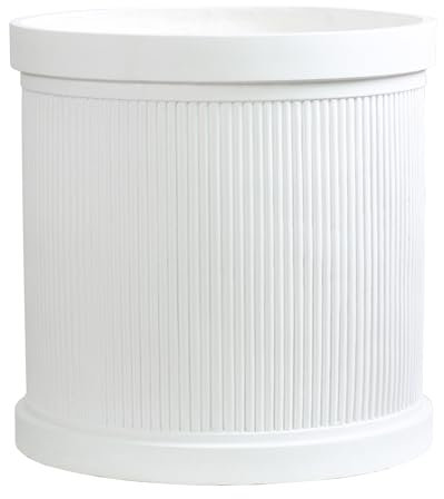 Olly & Rose XL 45cm Fibrestone Planter Ribbed - Matt White Extra Large Plant Pot